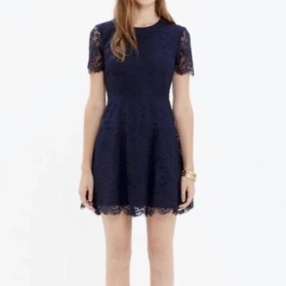 Madewell Lace Magnolia Dress in Navy Blue size 0 - Picture 7 of 8